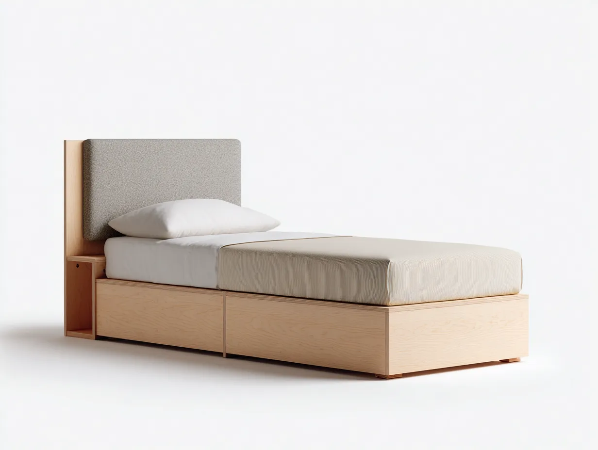 Lit simple en bois avec rangement 200x90x95 cm - bois clair - design moderne pour chambre-Oakgoyard