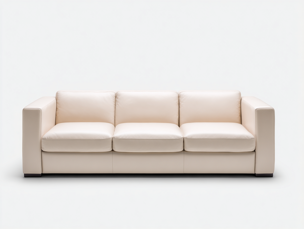 Canapé 3 places revêtement synthétique 220x90x85 cm - beige clair - design contemporain-Oakgoyard