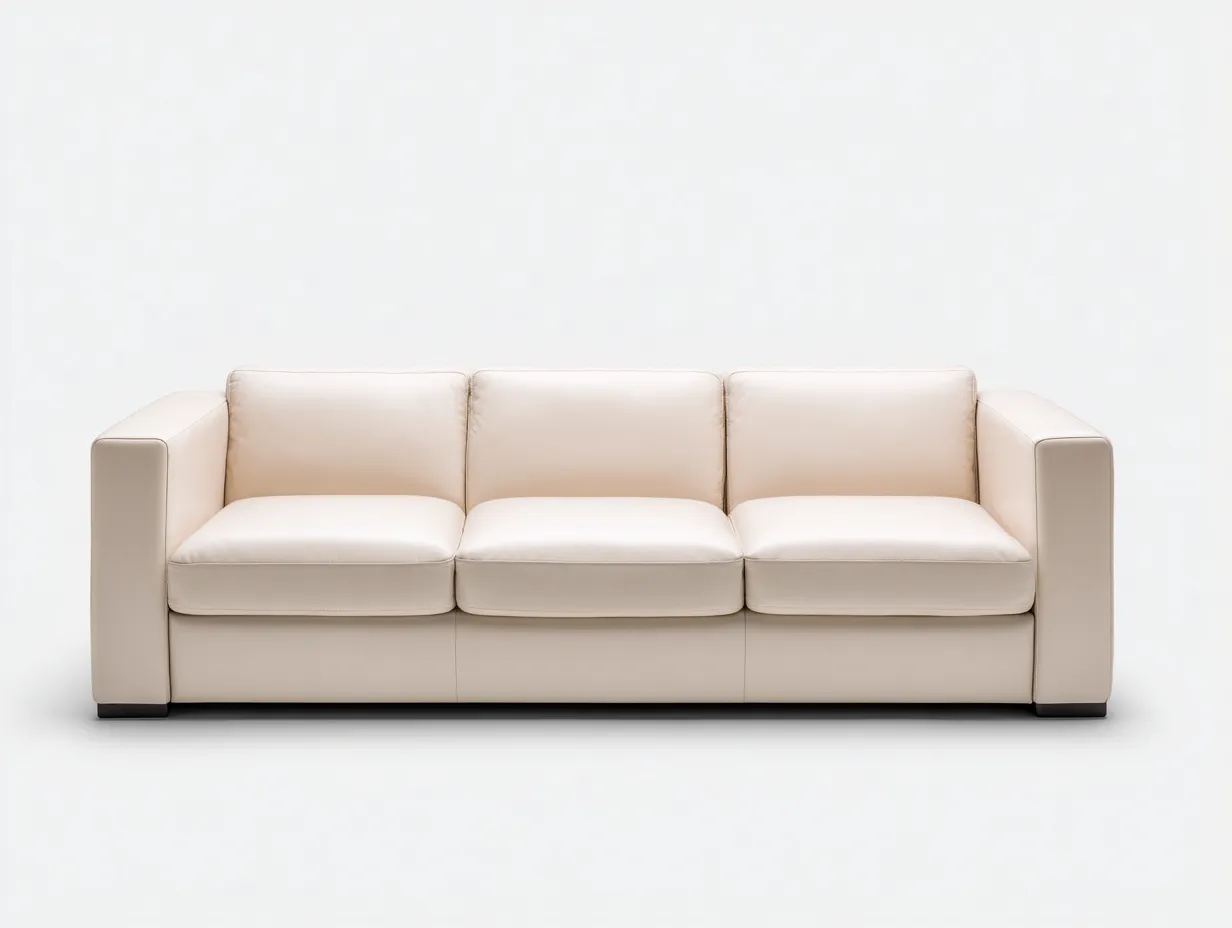 Canapé 3 places revêtement synthétique 220x90x85 cm - beige clair - design contemporain-Oakgoyard