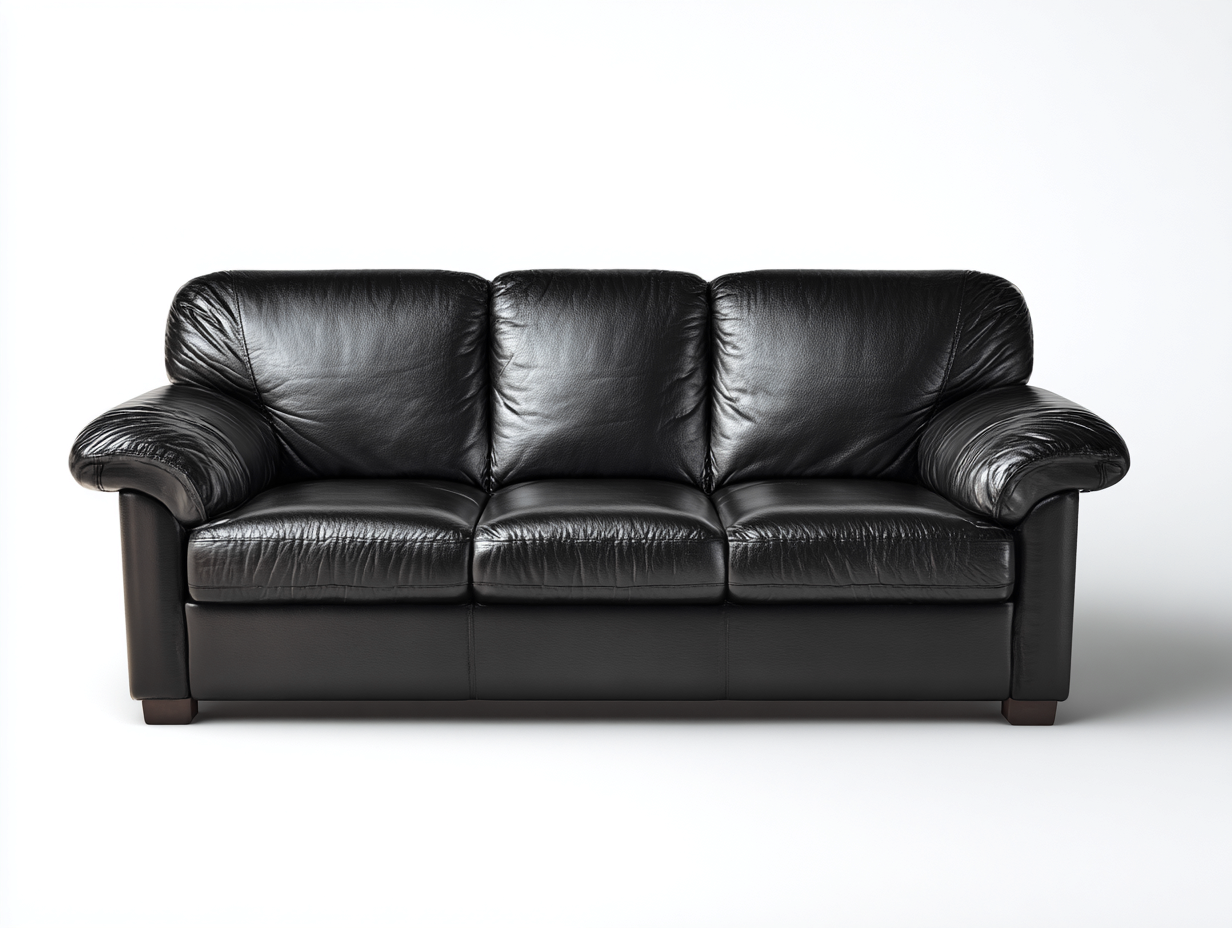 Canapé 3 places en cuir 205x90x85 cm - noir - style classique pour salon-Oakgoyard