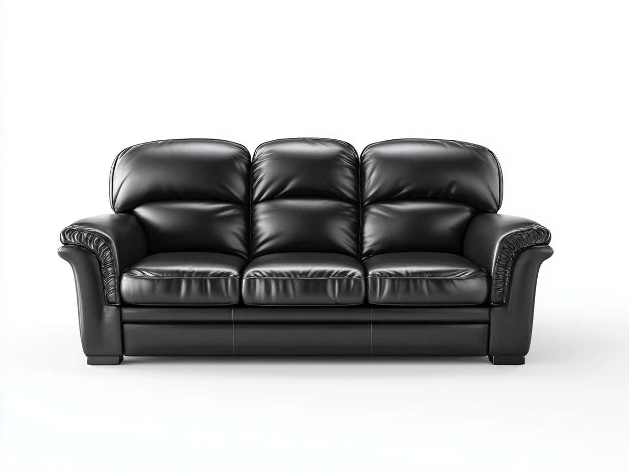 Canapé 3 places en cuir rembourré 210x90x95 cm - noir - style classique-Oakgoyard