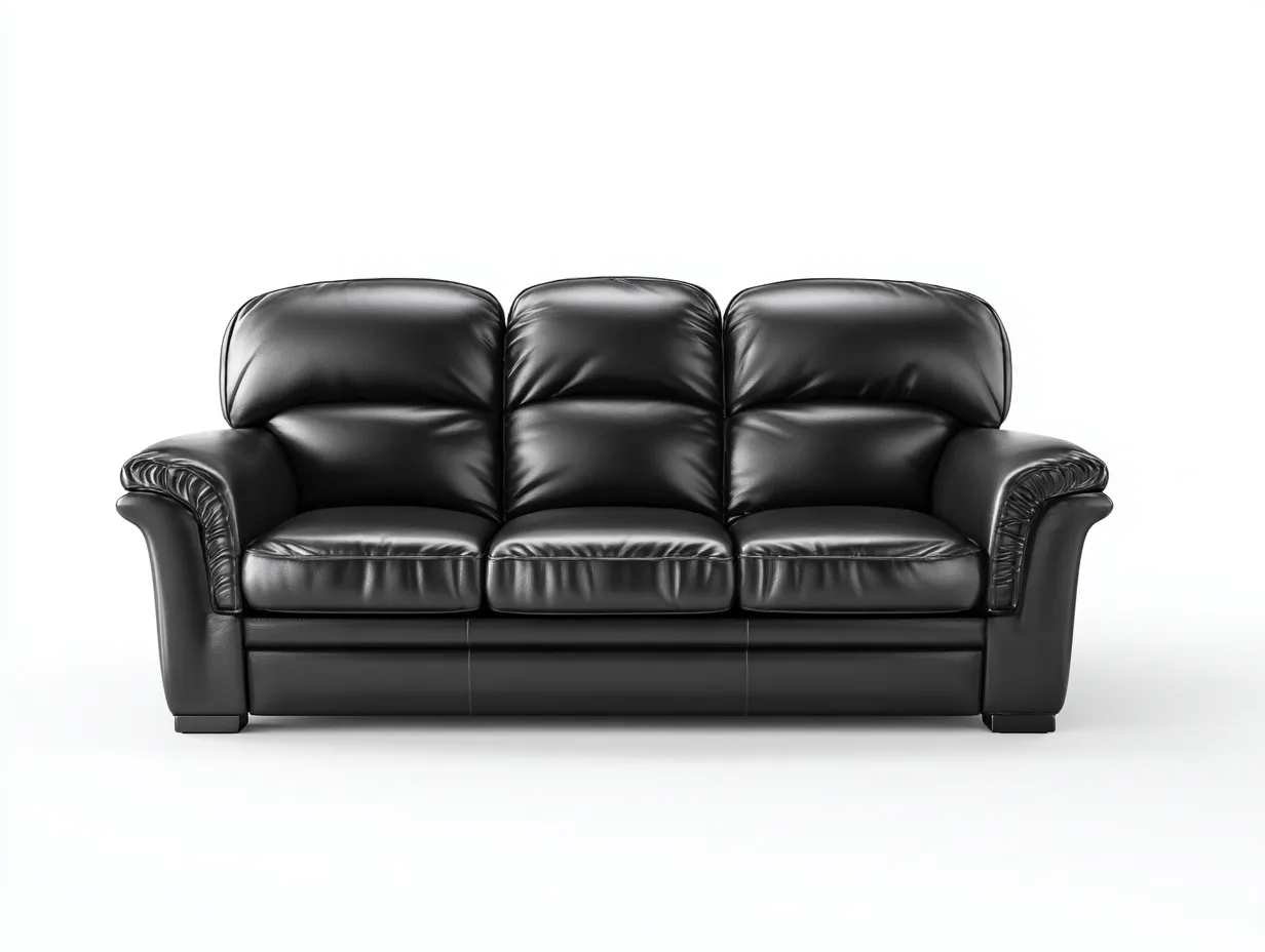 Canapé 3 places en cuir rembourré 210x90x95 cm - noir - style classique-Oakgoyard