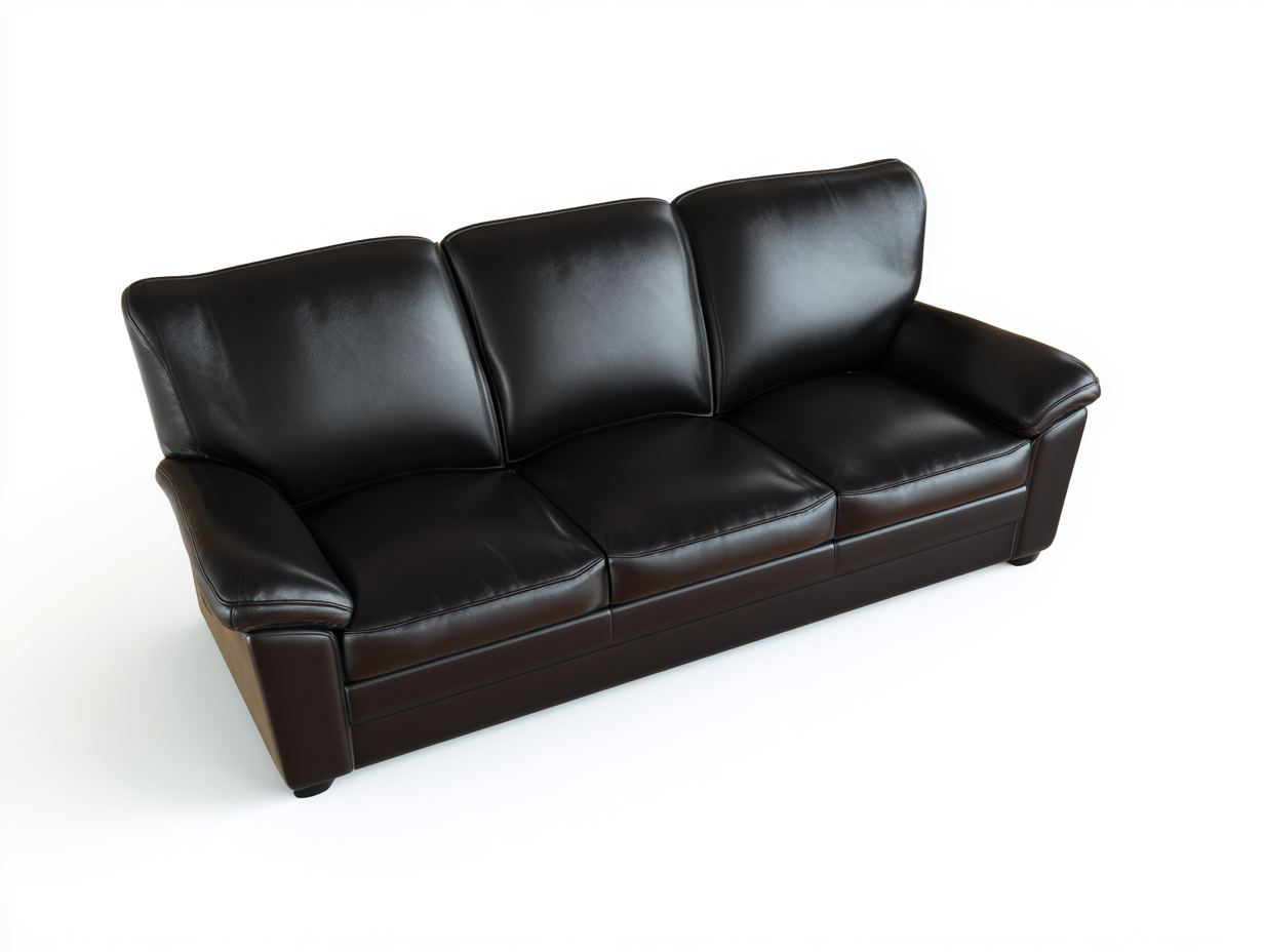 Canapé 3 places en cuir 210x92x86 cm - marron foncé - style classique pour salon-Oakgoyard