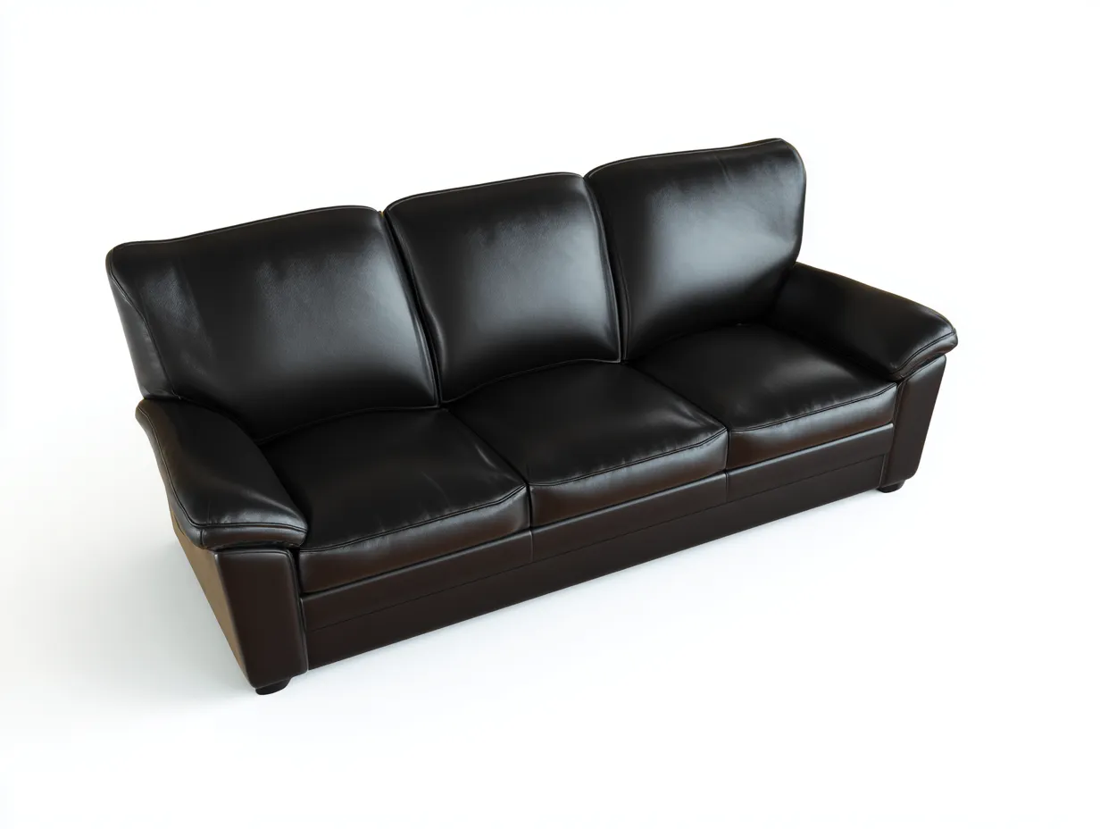 Canapé 3 places en cuir 210x92x86 cm - marron foncé - style classique pour salon-Oakgoyard