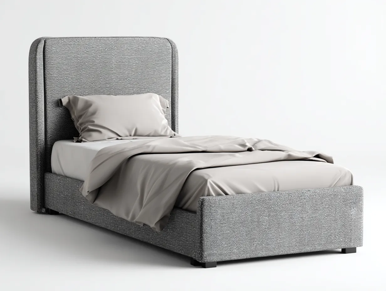 Lit simple en tissu 200x95x110 cm - gris clair - design contemporain pour chambre-Oakgoyard