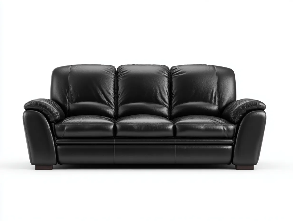 Canapé 3 places en cuir avec assise rembourrée 220x95x90 cm - Noir - Style classique-Oakgoyard