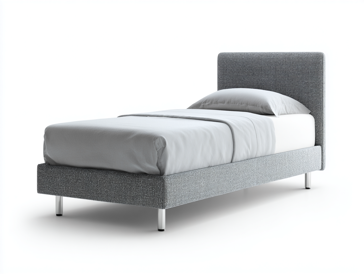 Lit simple en tissu rembourré 200x90x100 cm - gris clair - style contemporain-Oakgoyard