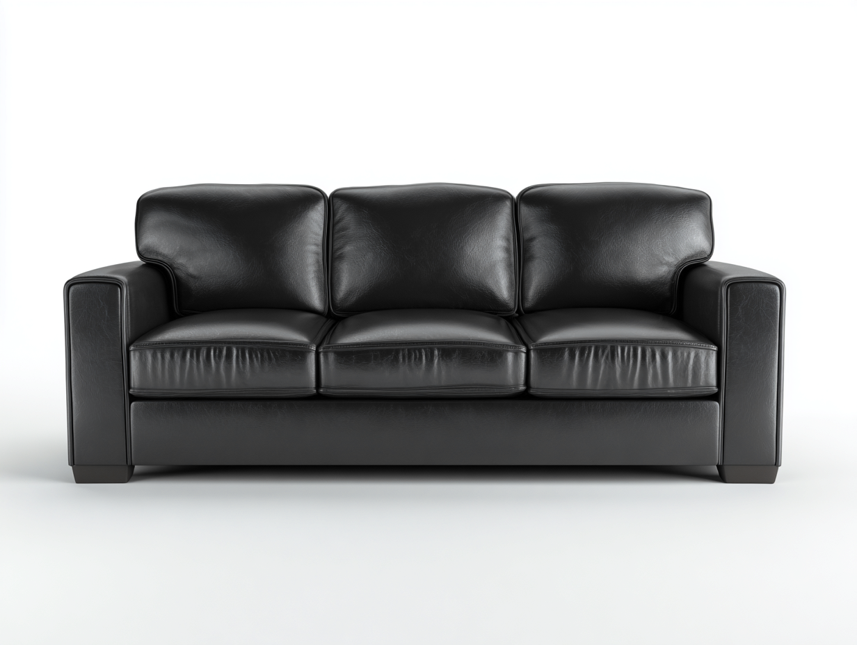 Canapé 3 places en cuir rembourré 205x90x95 cm - noir - style contemporain-Oakgoyard