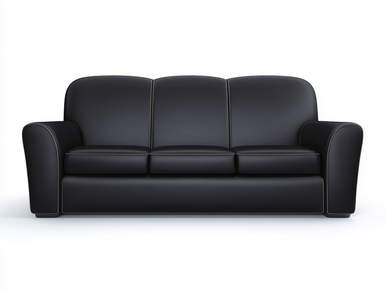 Canapé 3 places en cuir avec structure rembourrée 215x92x88 cm - Noir - Design contemporain-Oakgoyard