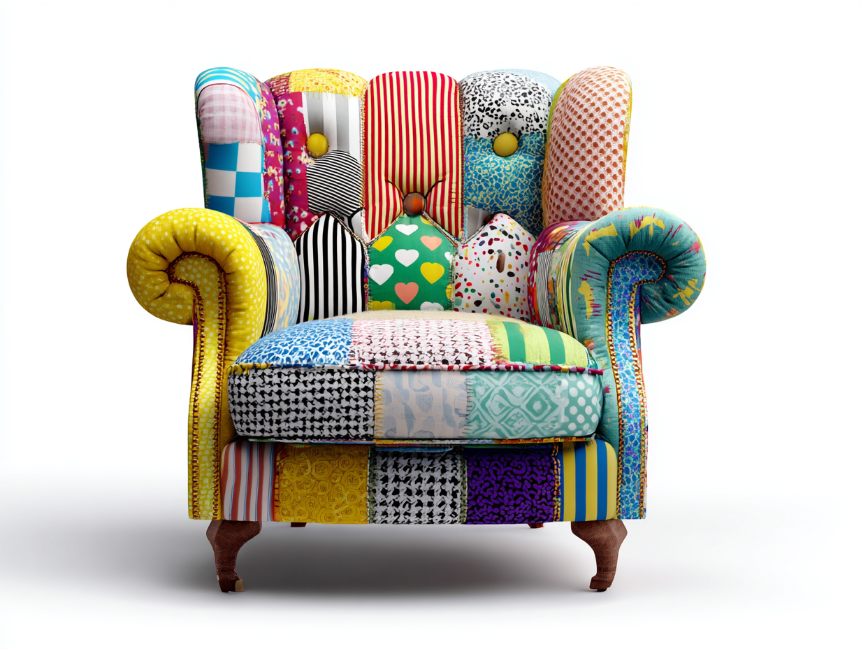 Fauteuil tissu patchwork 95x85x105 cm - multicolore - style décoratif original-Oakgoyard