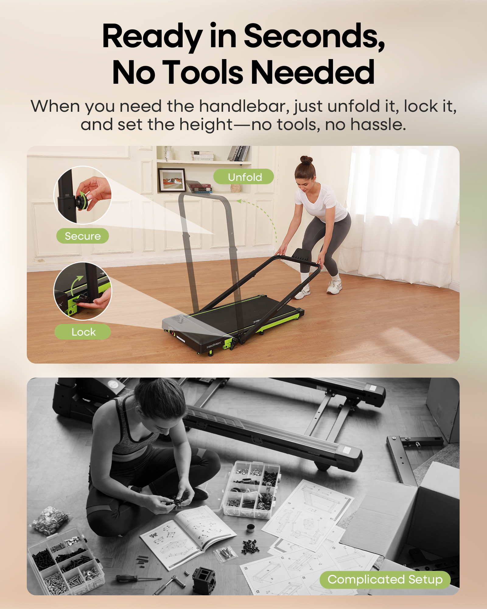 HADMAX Walking Pad Treadmill with Incline and Handle Bar