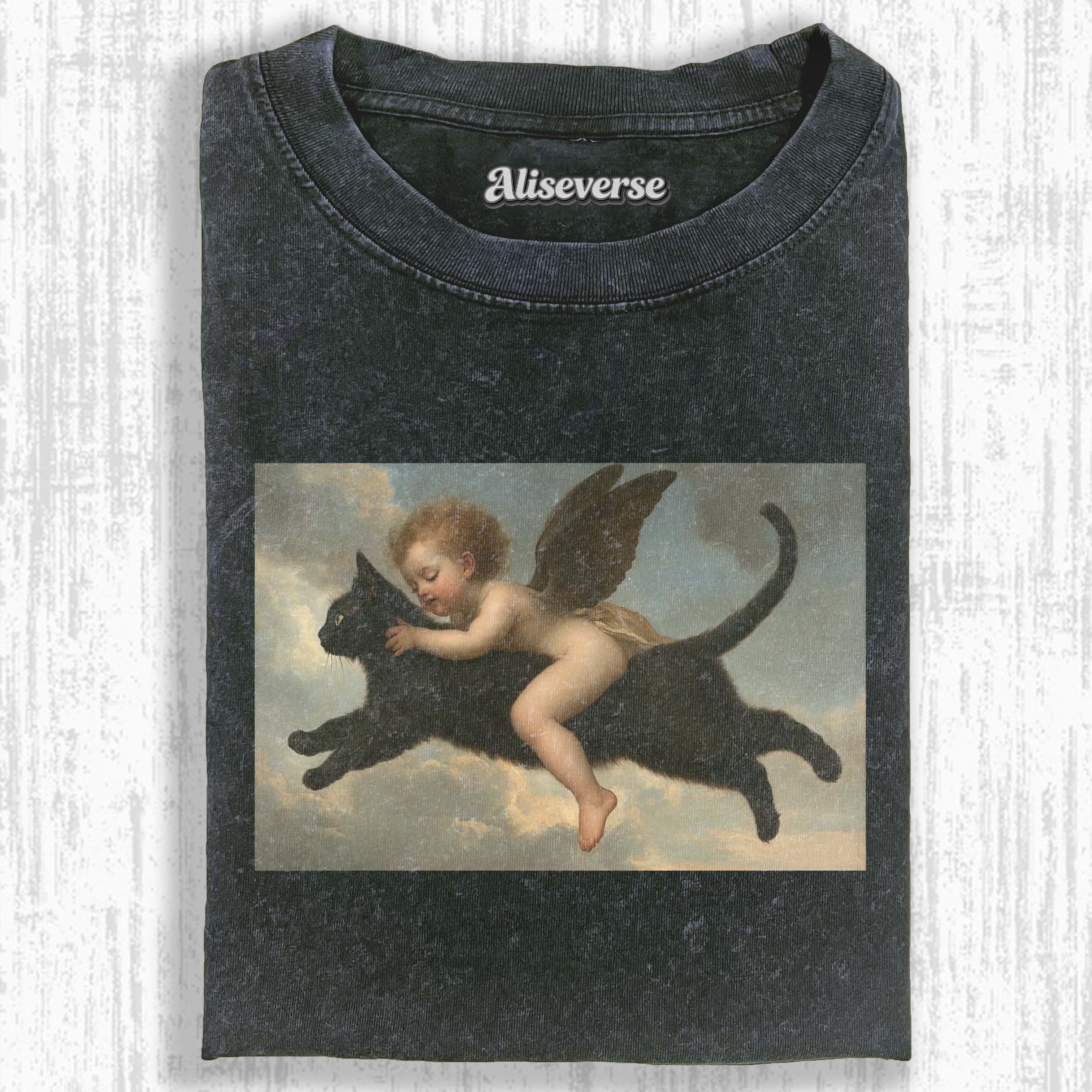 ANGEL & BLACK CAT T-SHIRT