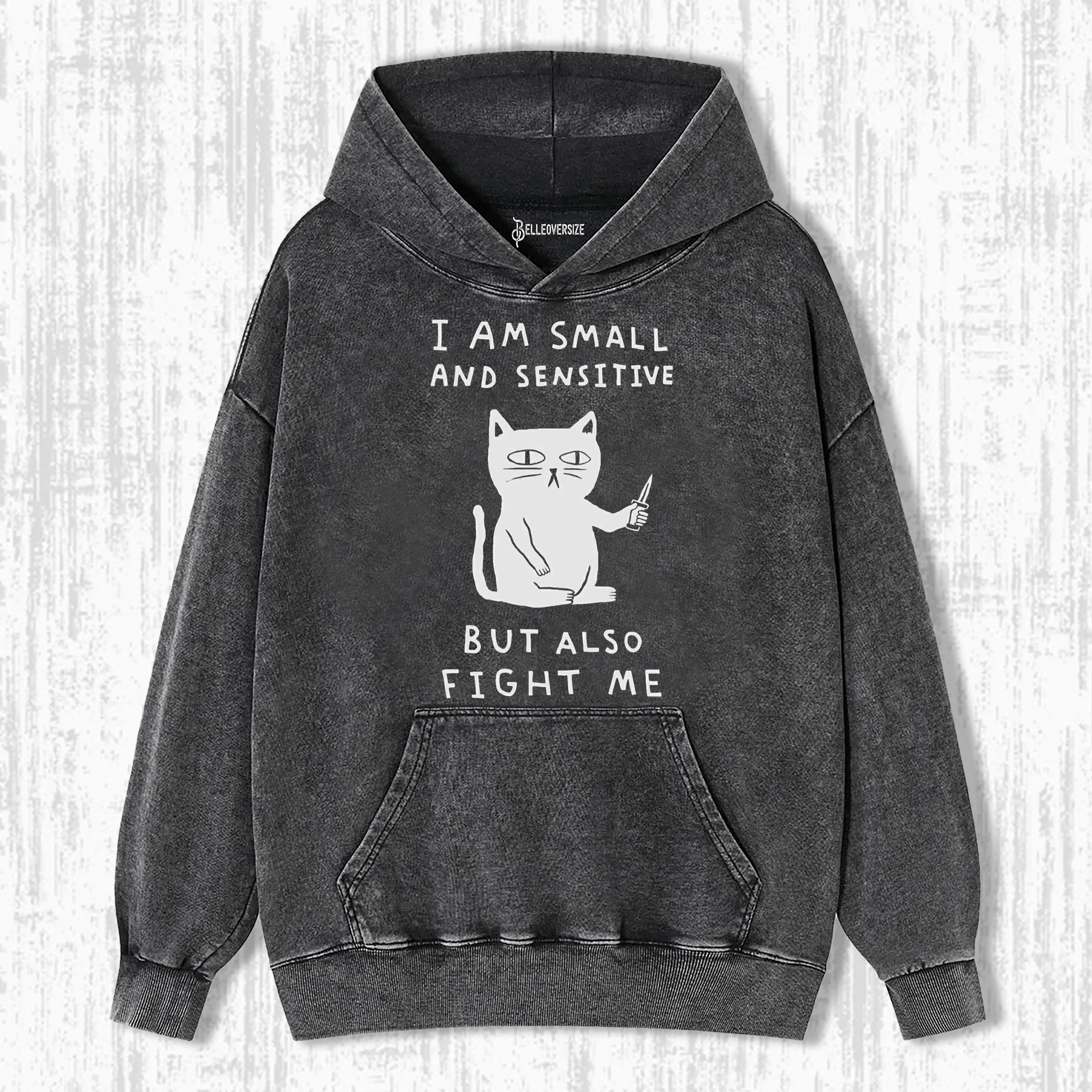 CAT - I AM SMALL AND SENSITIVE BUT ALSO FIGHT ME HOODIE