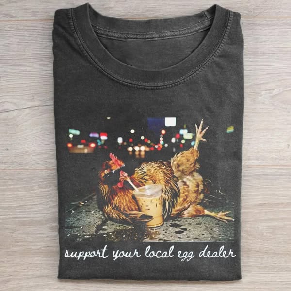 Chicken Drinking Iced Coffee T-shirt
