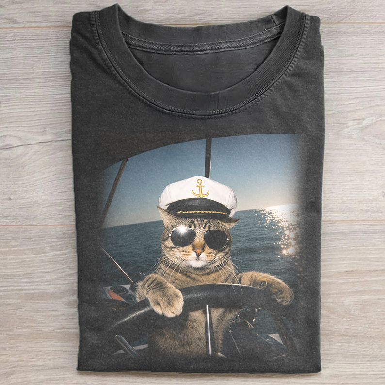 Cool Captain Cat Vintage T-Shirt
