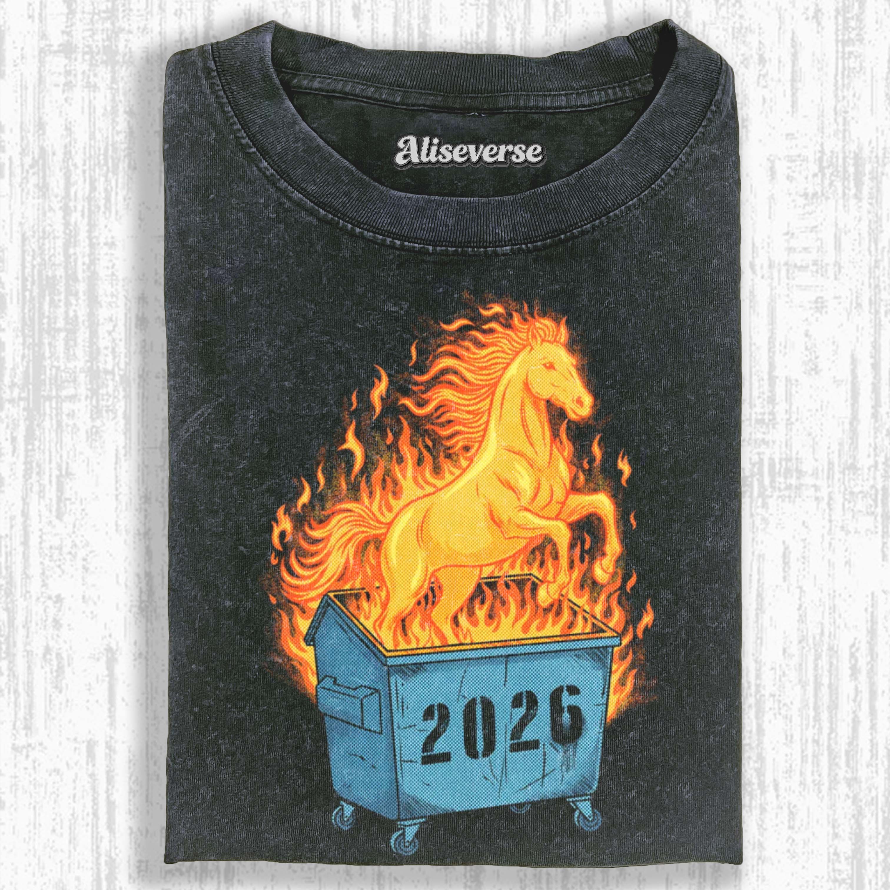DUMPSTER FIRE HORSE T-SHIRT