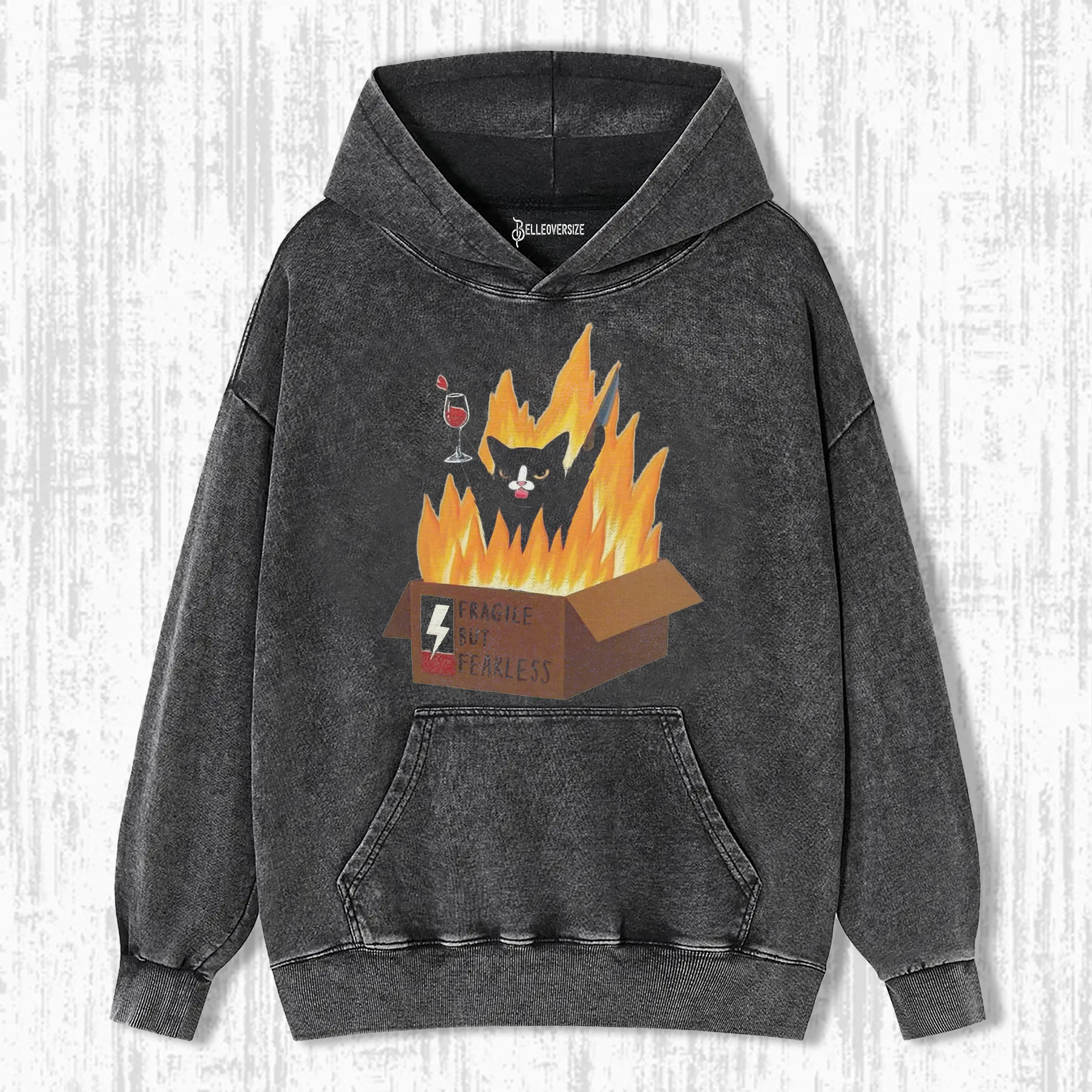 FRAGILE BUT FEARLESS CAT  HOODIE
