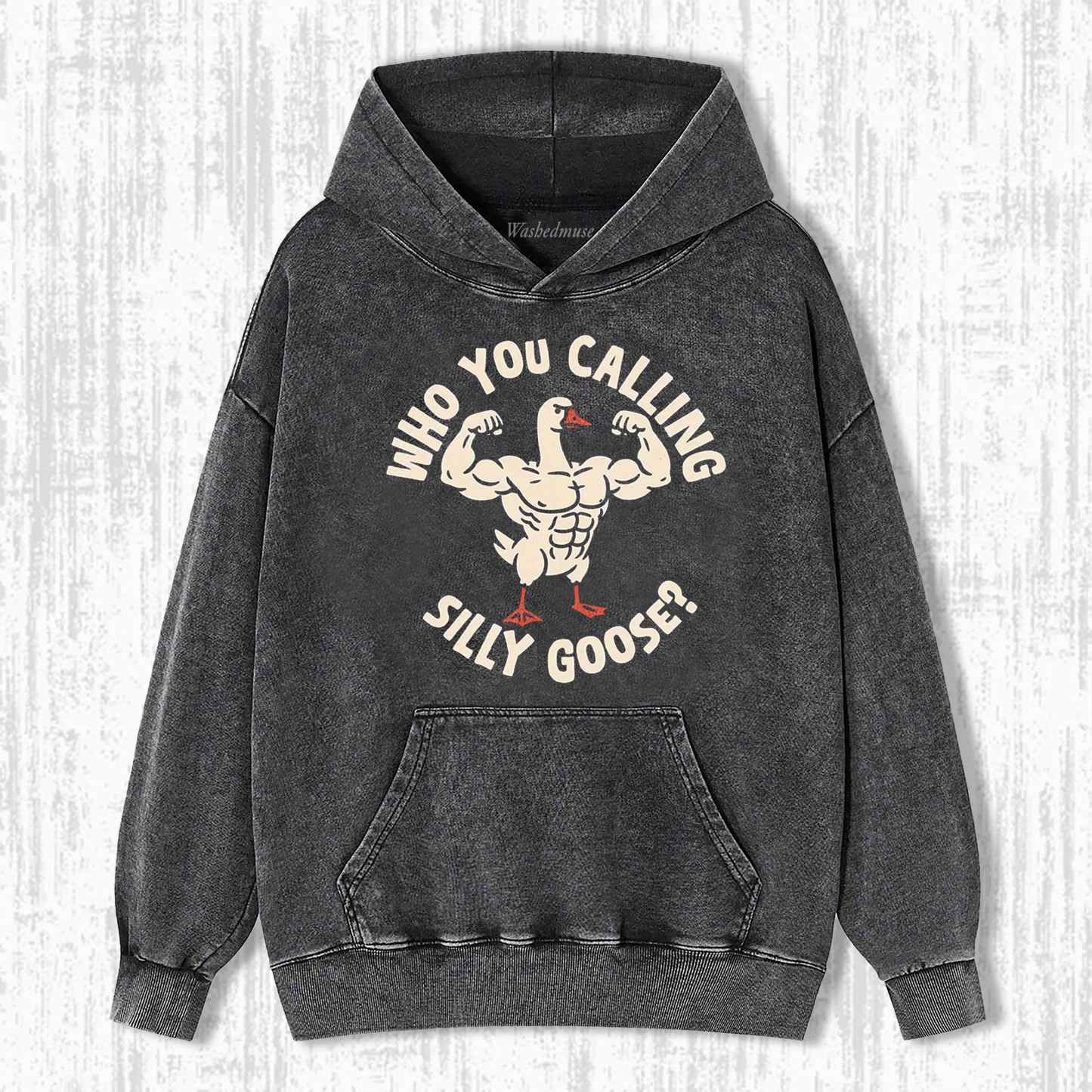 FUNNY MUSCULAR GOOSE GRAPHIC HOODIE