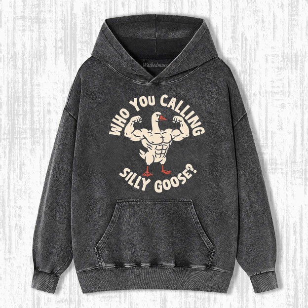 FUNNY MUSCULAR GOOSE GRAPHIC HOODIE 
