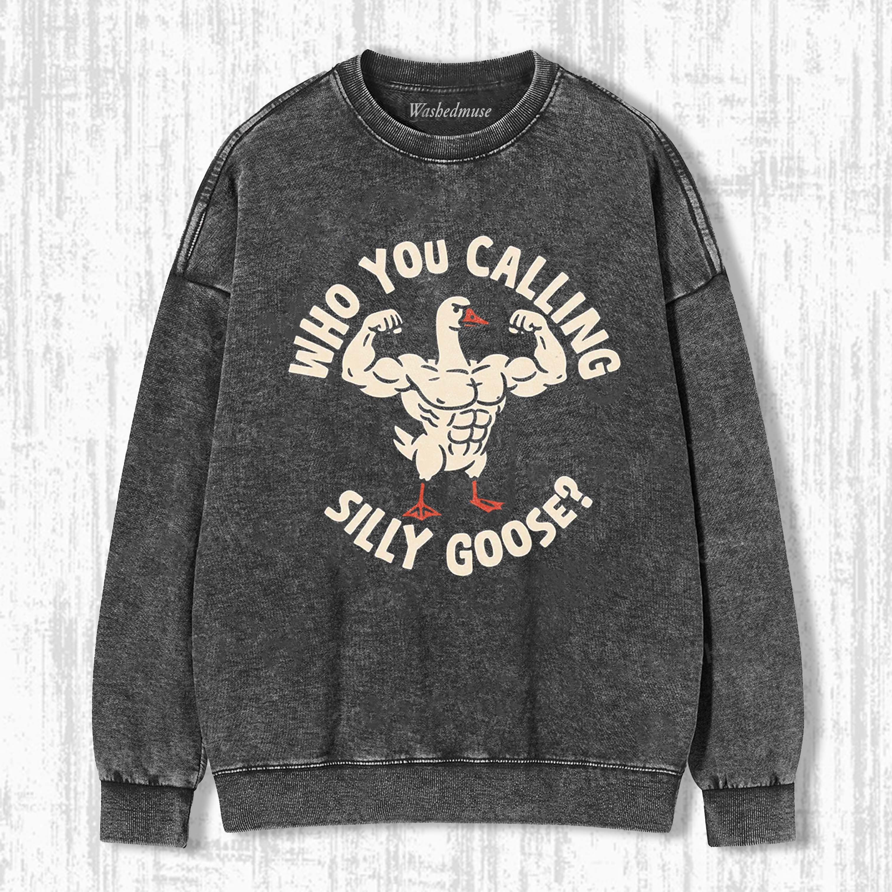 FUNNY MUSCULAR GOOSE GRAPHIC SWEATSHIRTS