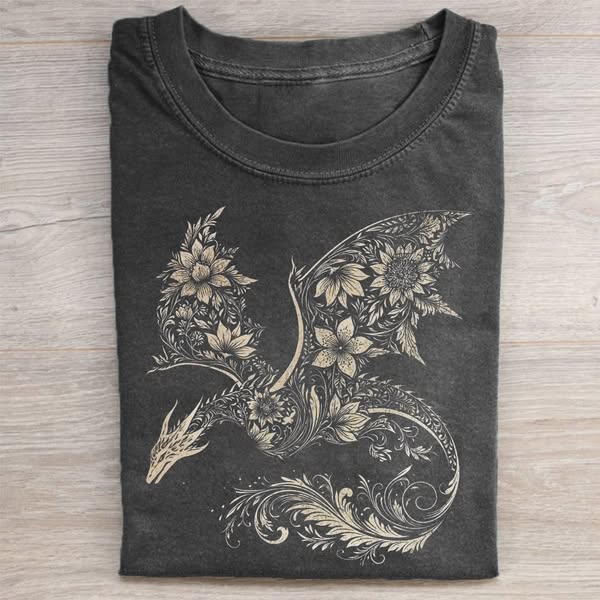 Floral Dragon Graphic T-shirt