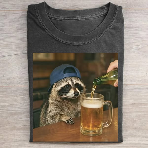 Funny Raccoon Drinking Beer T-shirt