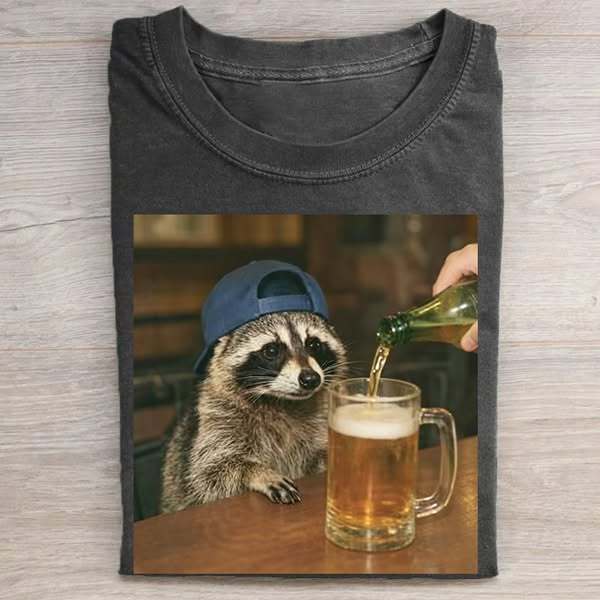 Funny Raccoon Drinking Beer T-shirt