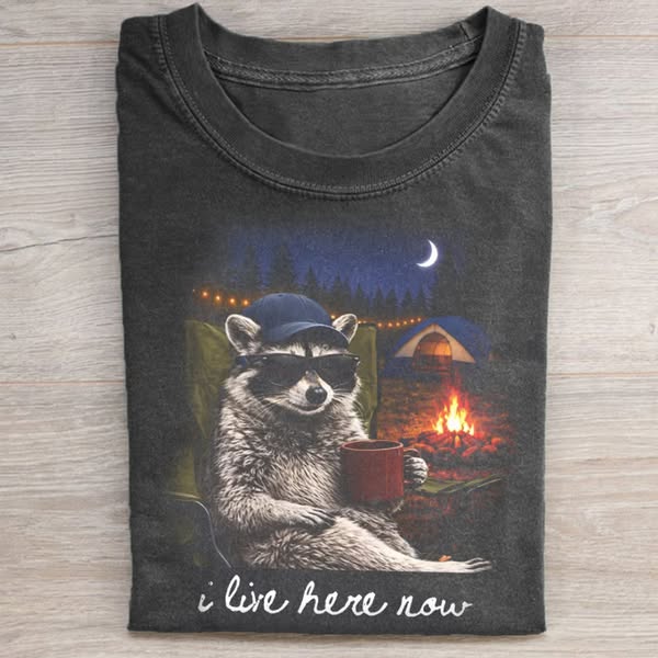 I Live Here Now Raccoon T-shirt
