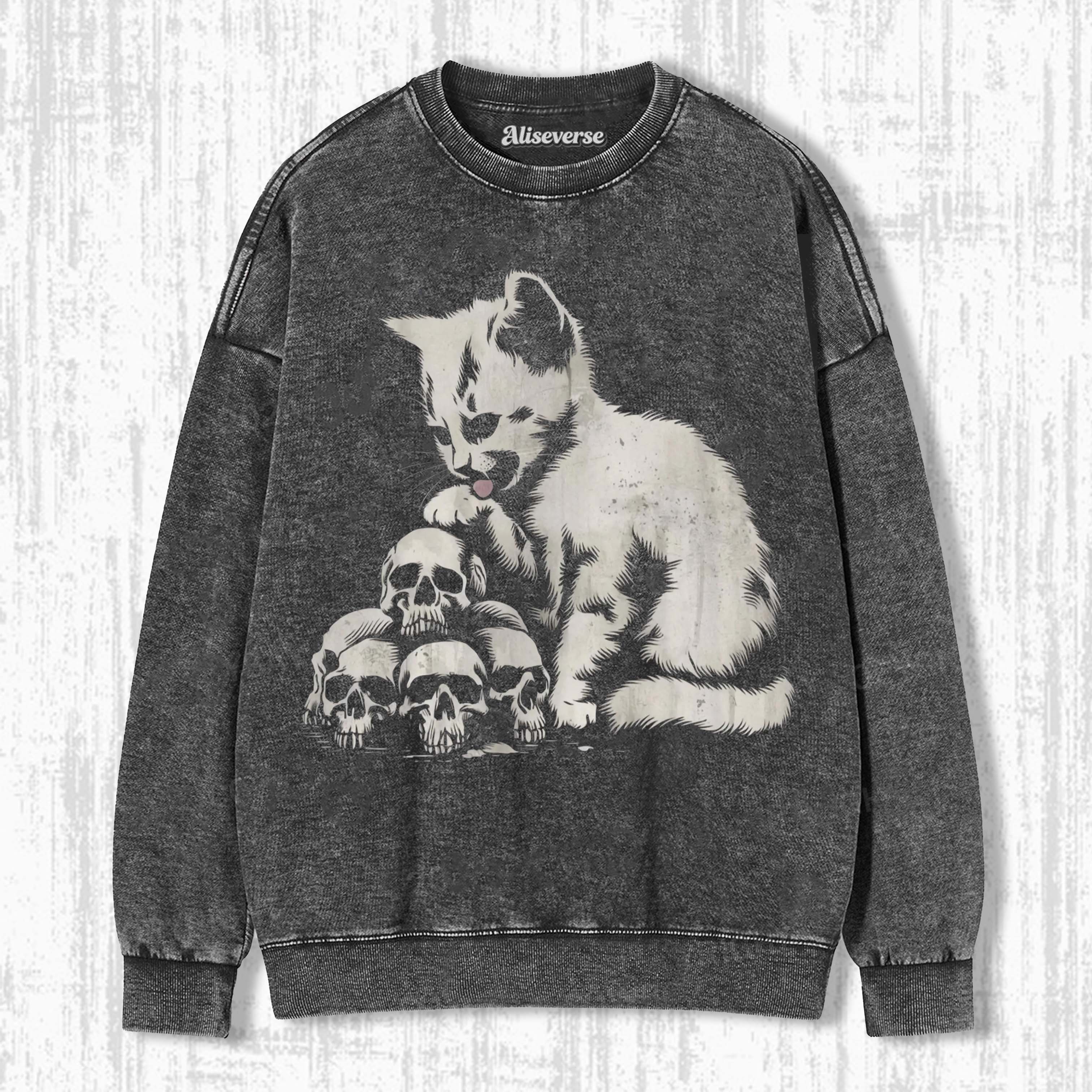 SPOOKY CAT SKULL VINTAGE SWEATSHIRTS