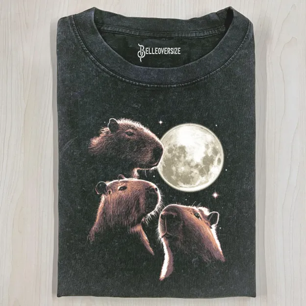 THREE MOON CAPYBARAS GEEK T-SHIRT