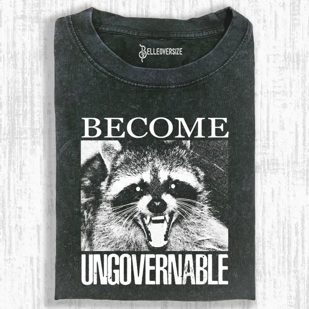 VINTAGE ANGRY RACCOON BECOME UNGOVERNABLE  T-SHIRT