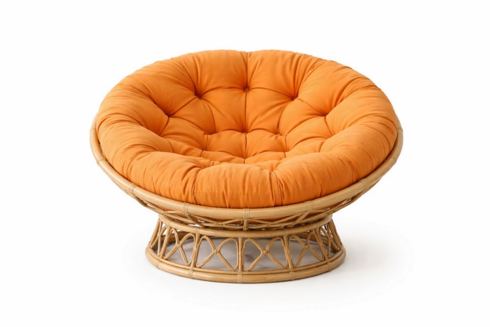 Fauteuil Papasan en Rotin avec Coussin Orange