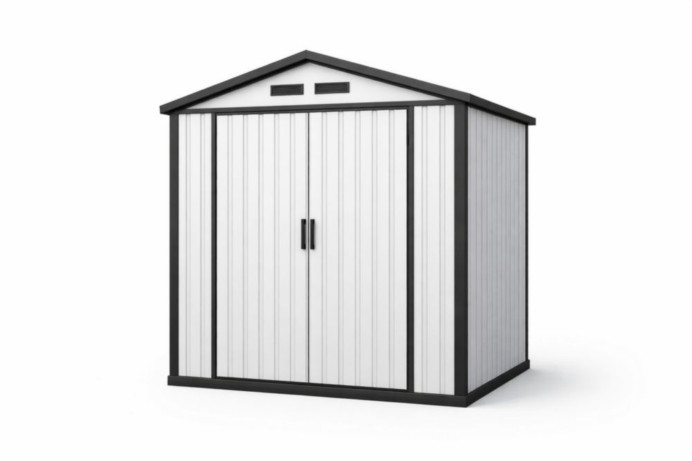 Abri de jardin en résine avec double porte Blanc/Noir