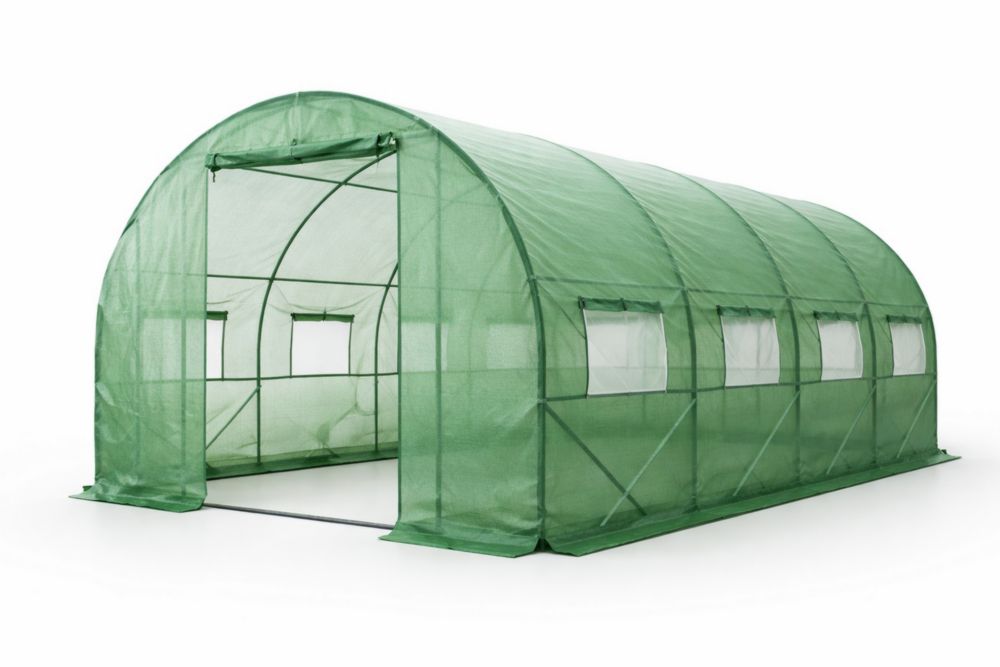 Serre tunnel jardin acier et polyéthylène vert 3x2x2m