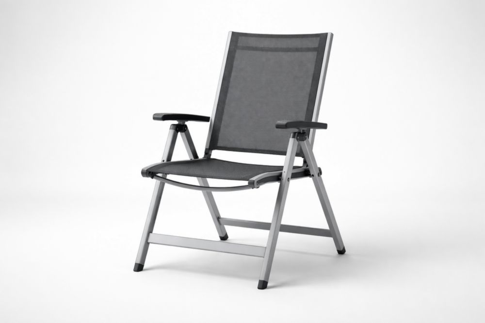 Chaise pliante en aluminium et textilène Noir