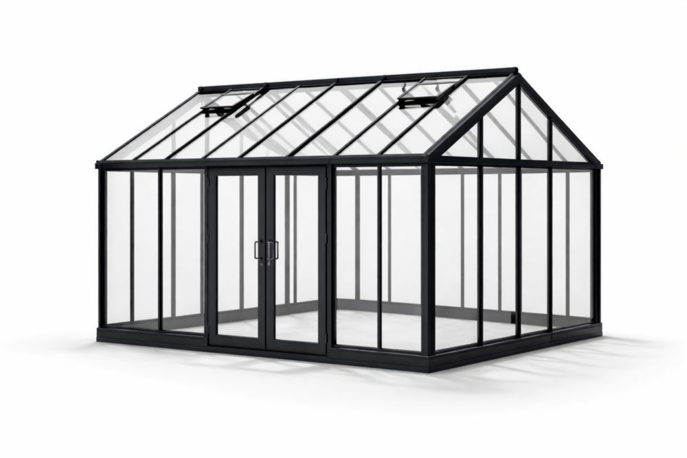Serre de jardin en aluminium et verre 400x300x250cm Noir