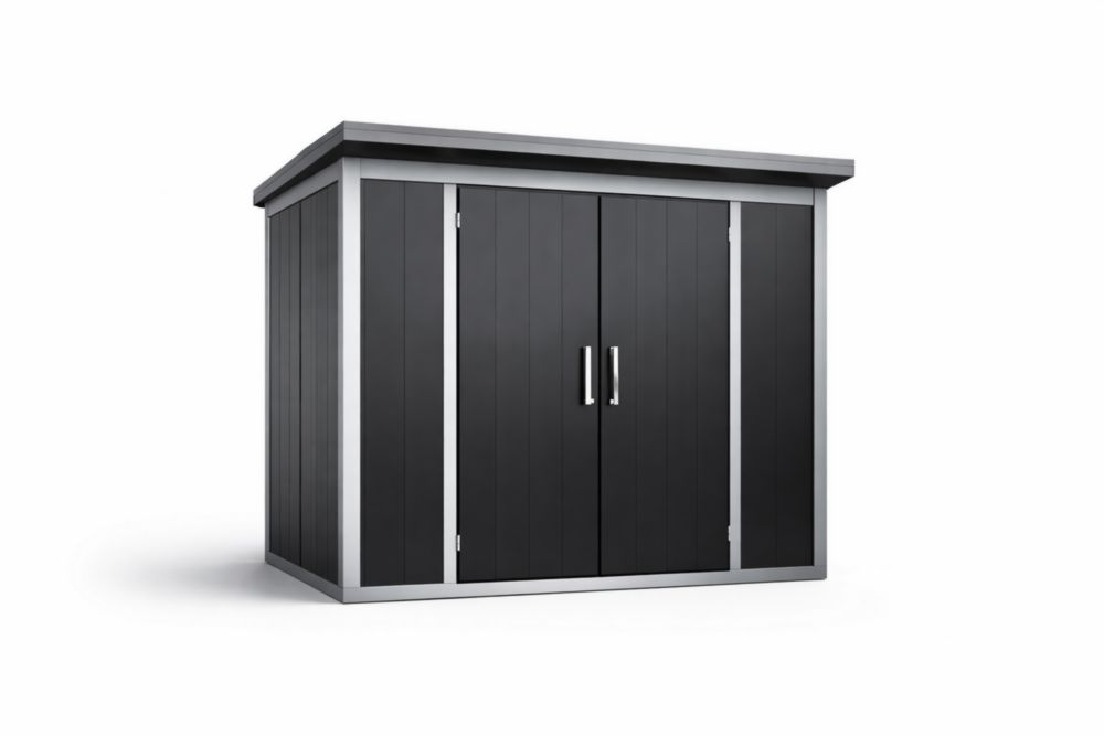 Abri de jardin en composite 210x200x210 cm Gris/Noir avec double porte