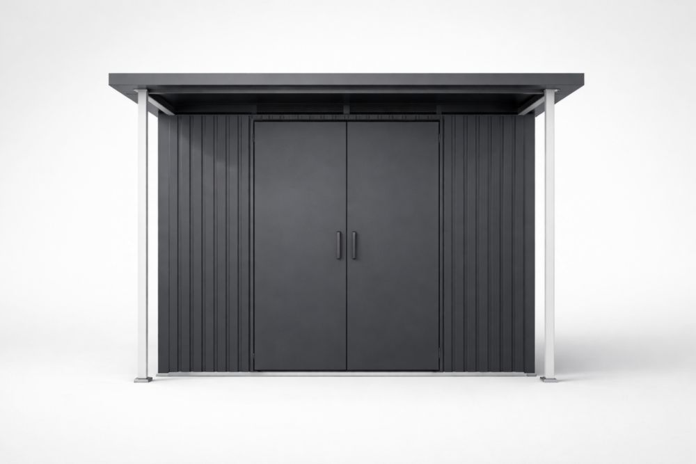 Abri de jardin en acier noir avec double porte