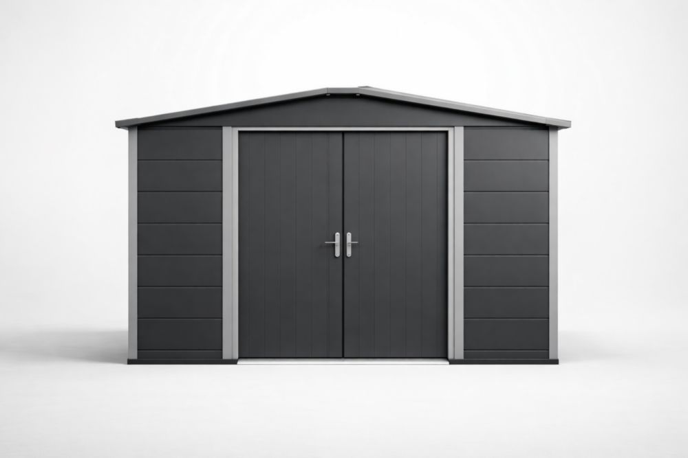 Abri de Jardin Acier 2x3m Double Porte Gris