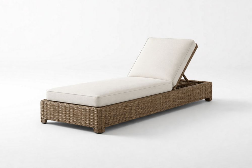 Chaise longue extérieure en résine tressée avec coussin réglable