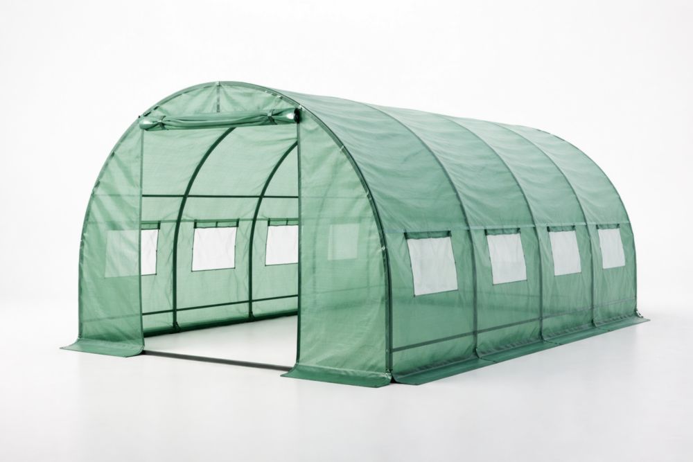 Serre Tunnel en Acier et Polyéthylène Vert 600x300x200 cm