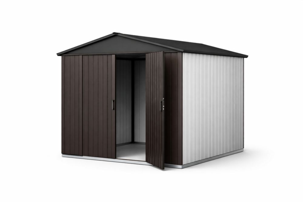 Abri de Jardin en Acier avec Portes Coulissantes Brun/Gris