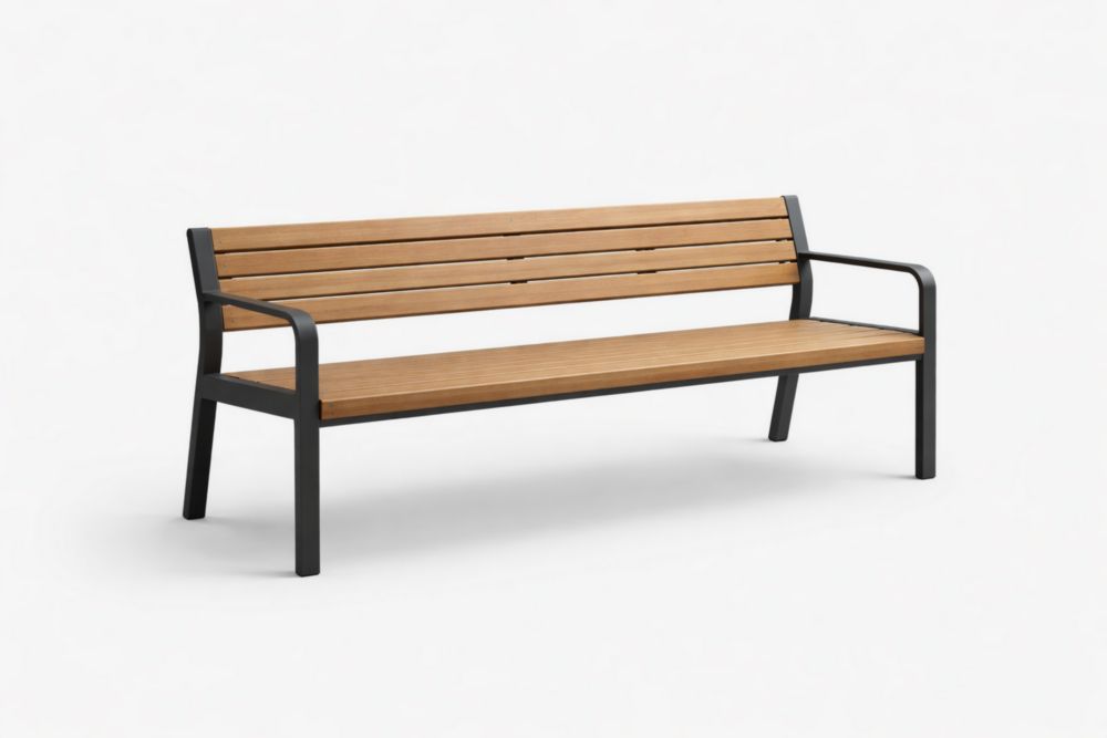Banc en Bois massif et Aluminium Marron/Noir