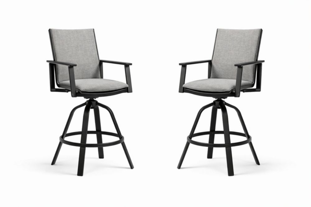 Tabourets de Bar en Aluminium et Tissu Gris Lot de 2