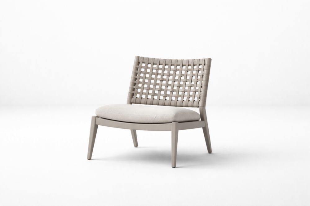 Chaise de salon tressée en bois massif et polypropylène