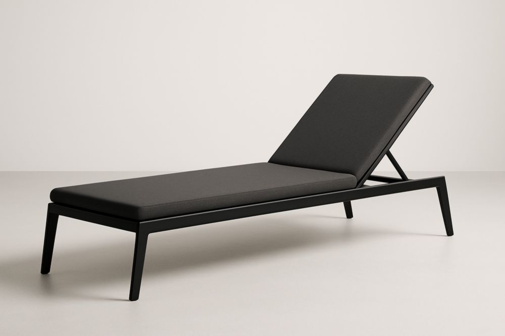 Chaise Longue Aluminium Noir Réglable 200x75x35cm
