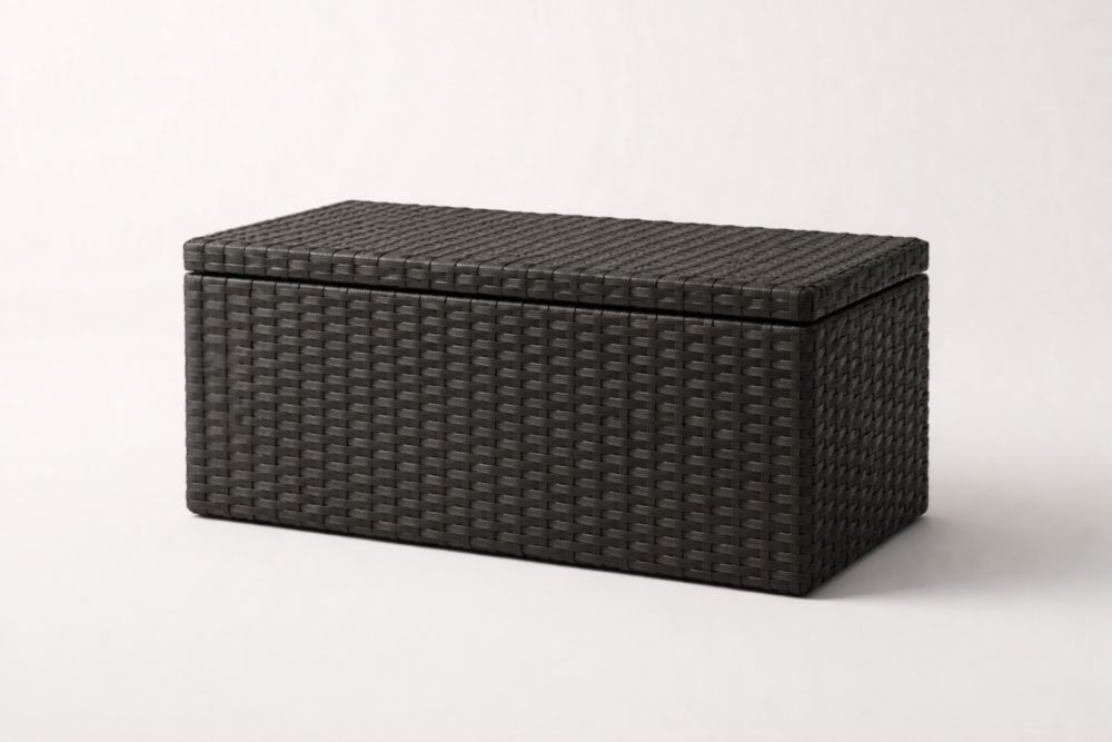 Coffre de Rangement en Résine Tressée Noir
