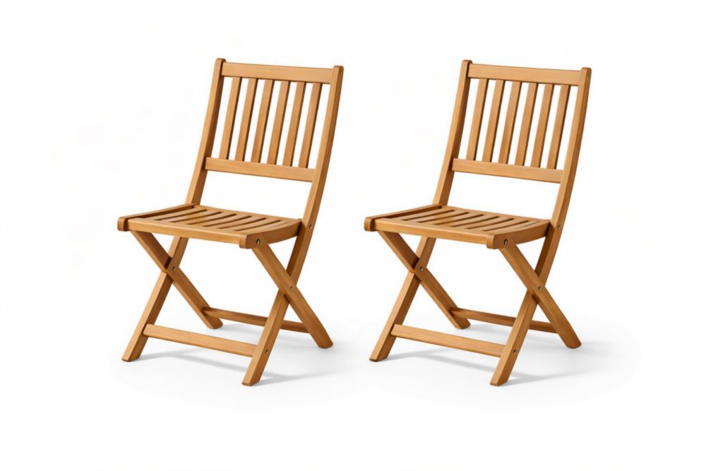 Chaises Pliantes en Bois Massif Lot de 2