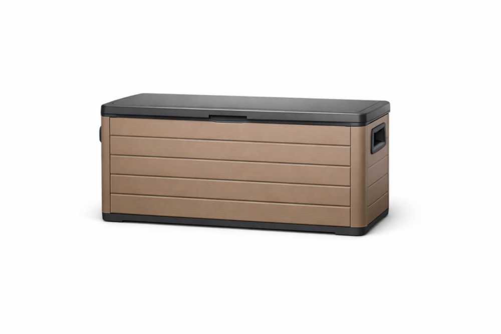 Coffre de rangement en résine polypropylène beige/noir 124 x 56 x 61 cm