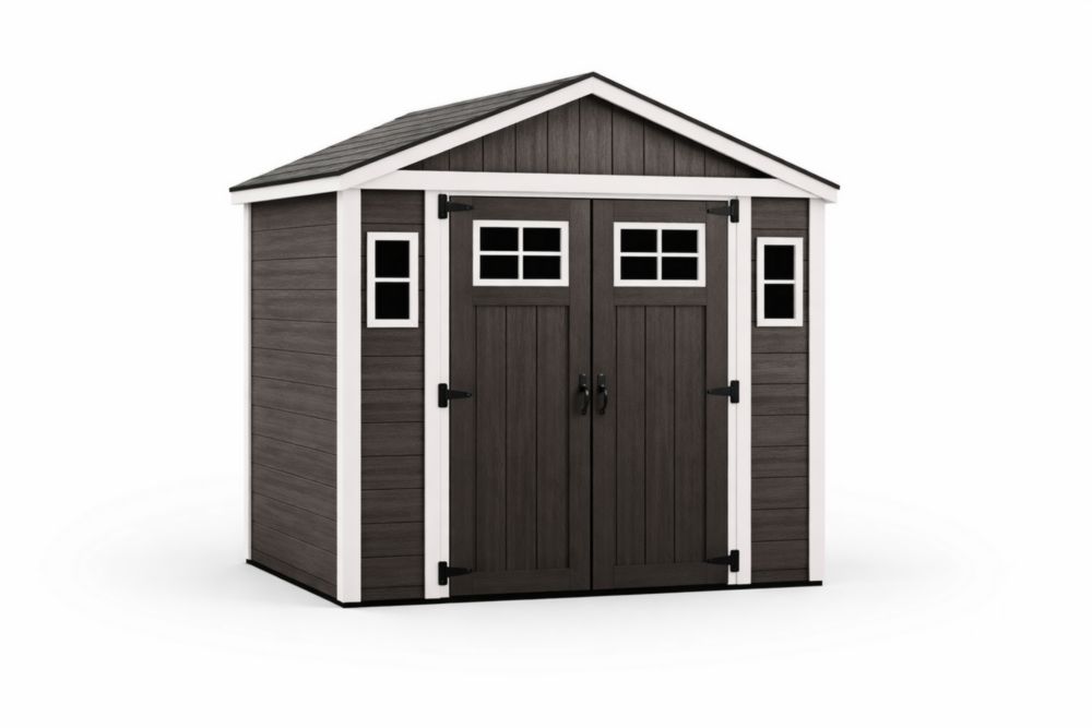 Abri de jardin en résine avec double porte brun/noir